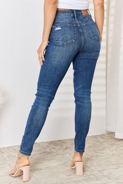 Judy Blue Full Size High Waist Distressed Slim Jeans *