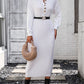 IdeationJovial Notched Neck Dropped Shoulder Button-Down Midi Dress