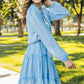 Frill Tie Neck Balloon Sleeve Dress
