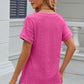 Eyelet V-Neck Short Sleeve T-Shirt
