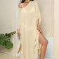 One Size V-Neck Three-Quarter Sleeve Cover-Up
