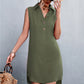 Women's Buttoned Johnny Collar Sleeveless Dress