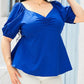 Plus Size Tied Sweetheart Neck Balloon Sleeve Blouse