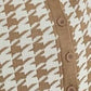 Houndstooth Button Up Long Sleeve Cardigan
