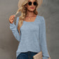 Full Size Heathered Square Neck Long Sleeve T-Shirt