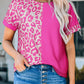 Malibu Dreams Women's Leopard Two-Tone Round Neck Tee