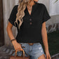 Notched Buttoned Short Sleeve T-Shirt