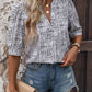 Printed Notched Half Sleeve Blouse