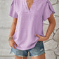 Swiss Dot Notched Petal Sleeve T-Shirt