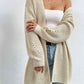 Open Front Dropped Shoulder Slit Cardigan