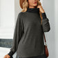 Slit Mock Neck Long Sleeve T-Shirt