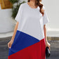 Color Block Round Neck Short Sleeve Dress