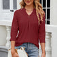 Eyelet Notched Knit Jacquard Top