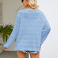 Round Neck Openwork Long Sleeve Knit Top