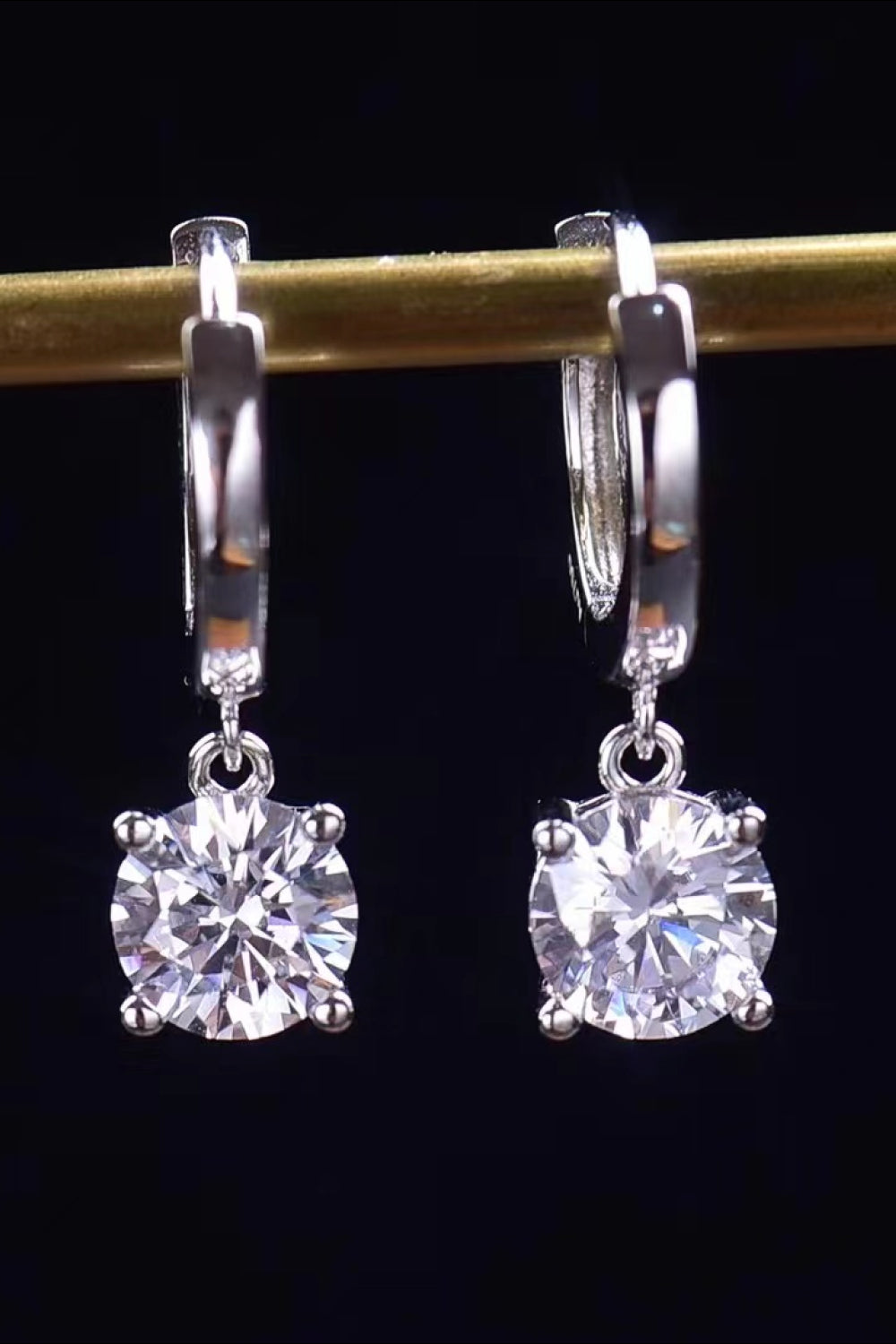 Feel The Surprise 1 Carat Moissanite Platinum-Plated Drop Earrings