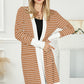 SkyMarie Striped Open Front Longline Cardigan