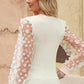 SOSPRING Full Size Textured Applique Long Sleeve Blouse