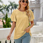 Full Size Eyelet Flutter Sleeve Round Neck Top