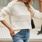 Malibu Dreams Round Neck Openwork Long Sleeve Pullover Sweater