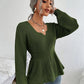 Notched Dropped Shoulder Knit Top