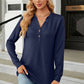 Full Size V-Neck Long Sleeve Blouse