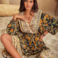 V-Neck Smocked Balloon Sleeve Dress