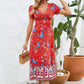 Printed Surplice Short Sleeve Dress