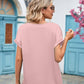 Full Size V-Neck Cuffed Blouse