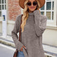 Laken Jay Ribbed Turtleneck Long Sleeve Slit Knit Top
