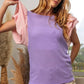 BiBi Contrast Waffle-Knit Ruffled Cap Sleeve Blouse - Brand BiBi