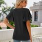 Full Size Eyelet Flutter Sleeve Round Neck Top