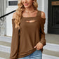 Cold Shoulder Square Neck Cutout Blouse