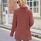 Laken Jay Ribbed Turtleneck Long Sleeve Slit Knit Top