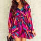 Multicolor Printed Surplice Neck Tie Waist Dress
