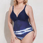 Plus Size Two-Tone Tie Back One-Piece Swimsuit