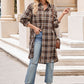 Plaid Collared Neck Long Sleeve Shirt