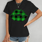 Plaid Lip Graphic Round Neck T-Shirt