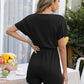 Amia Alora Decorative Button Round Neck Short Sleeve Romper