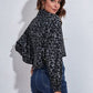 Leopard Button Up Collared Neck Cropped Jacket