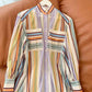 Striped Button Down Lantern Sleeve Shirt