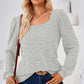 Ribbed Square Neck Long Sleeve T-Shirt
