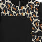 Plus Size Leopard Round Neck Long Sleeve Dress