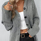 Drawstring Button Up Hooded Cardigan