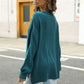Round Neck Dropped Shoulder Slit Sweater