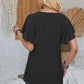 Eyelet Applique V-Neck Cap Sleeve T-Shirt