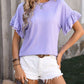 Ruffled Round Neck Short Sleeve Blouse