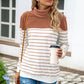 Striped Contrast Turtleneck Sweater