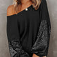 Full Size Sequin Waffle-Knit Blouse