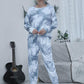 Tie-dye Round Neck Top and Drawstring Pants Lounge Set