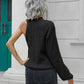 Cable-Knit Round Neck Asymmetrical Sweater
